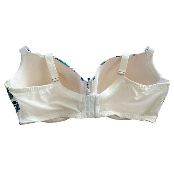 Cacique Boost Balconette White blue floral and lace underwire push up bra 44G - Picture 4 of 6